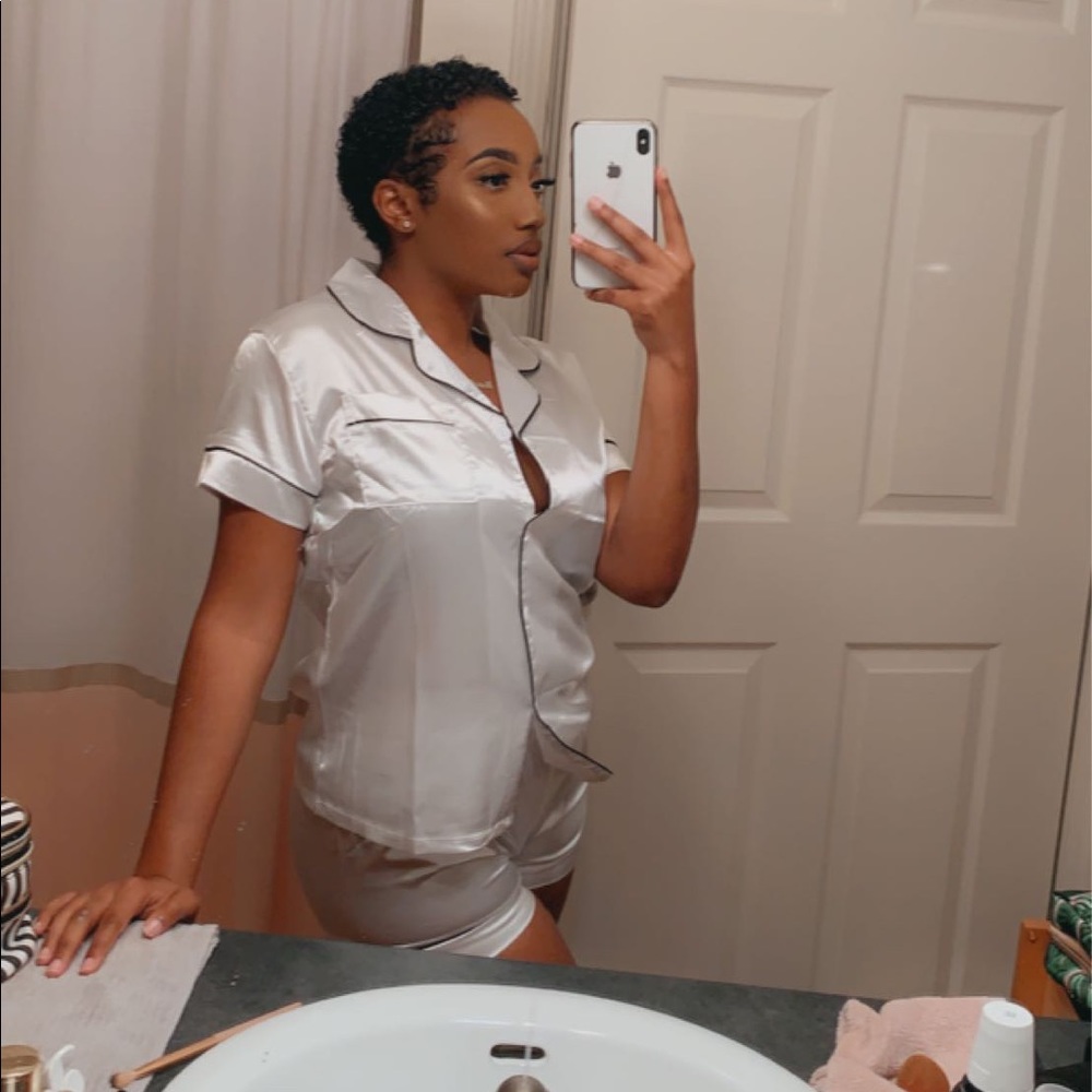 WHITE & BLACK SILK PAJAMAS